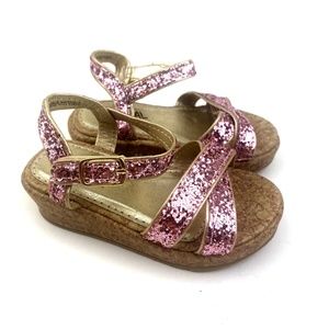 Baby Sandals Shoes Size 5 Girls Glitter Sparkly Pink Children Kids Footwear
